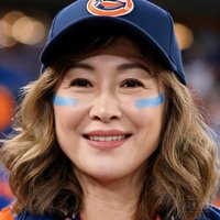 一位中年女性球迷头像，面带微笑